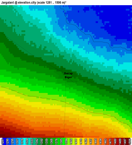 Jargalant elevation map