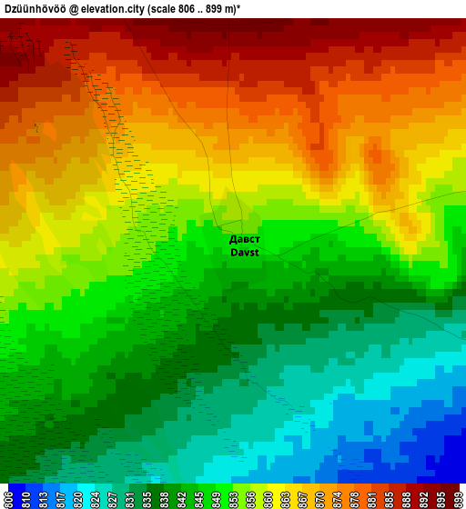 Dzüünhövöö elevation map