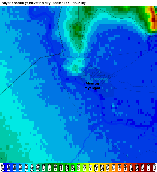 Bayanhoshuu elevation map