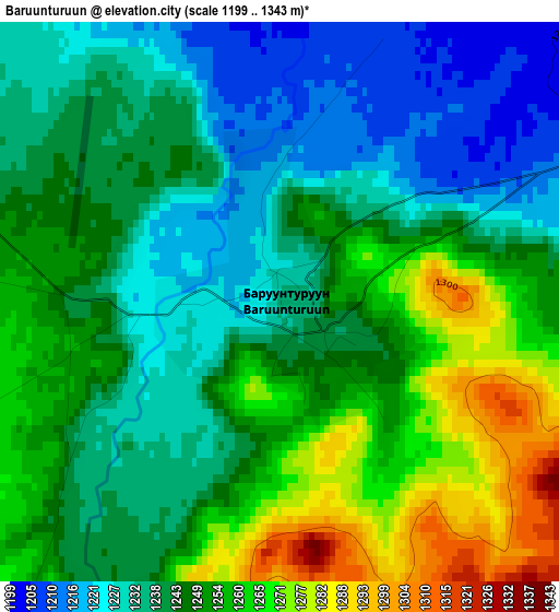 Baruunturuun elevation map