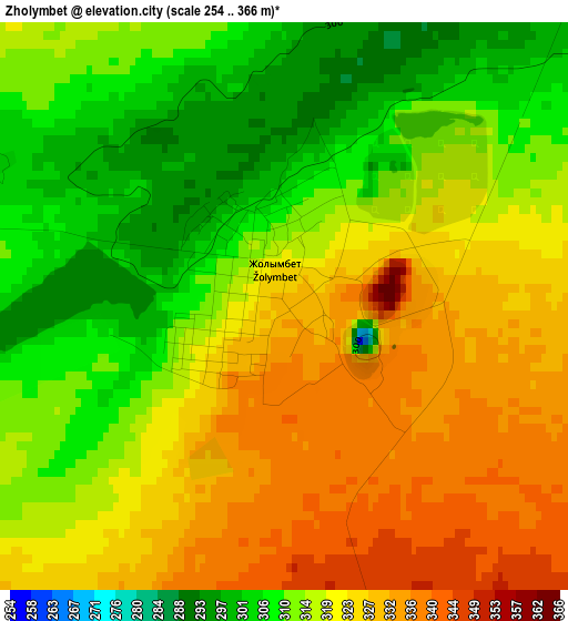 Zholymbet elevation map