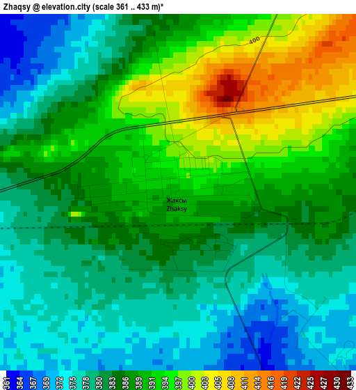 Zhaqsy elevation map