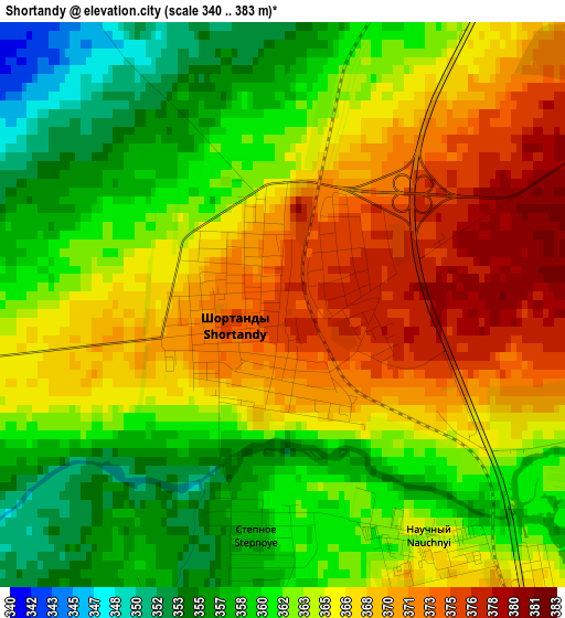 Shortandy elevation map