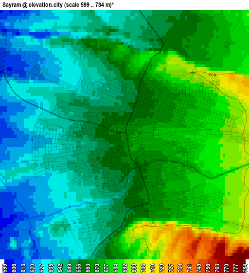 Sayram elevation map