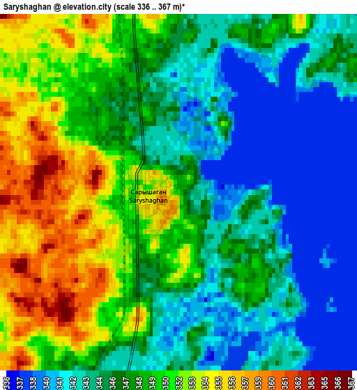 Saryshaghan elevation map