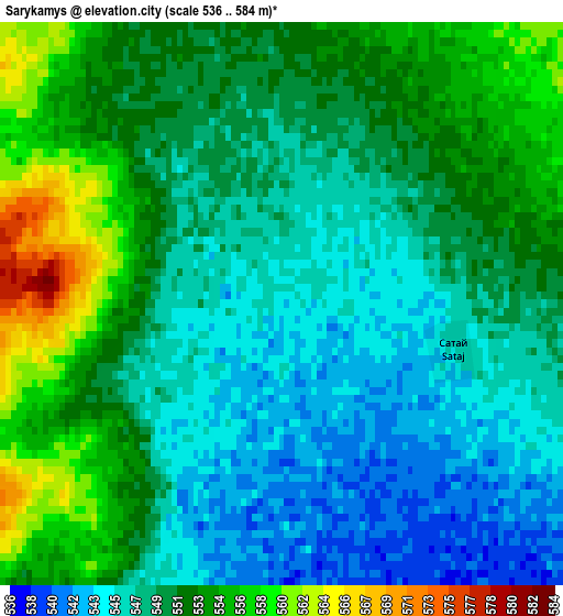 Sarykamys elevation map