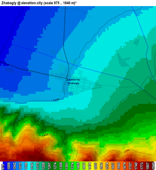 Zhabagly elevation map