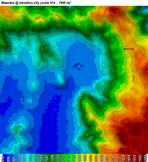Mwembe elevation map