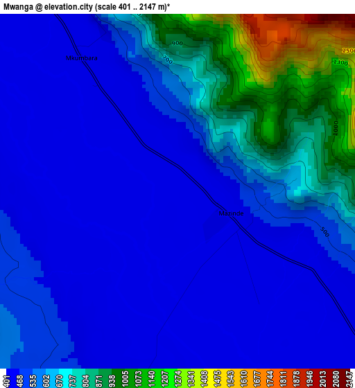 Mwanga elevation map