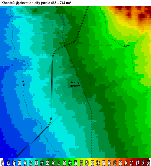 Khantaū elevation map