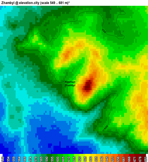 Zhambyl elevation map