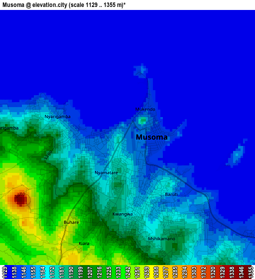 Musoma elevation map