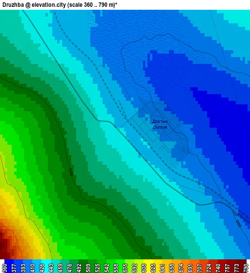 Druzhba elevation map