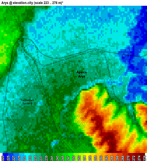 Arys elevation map