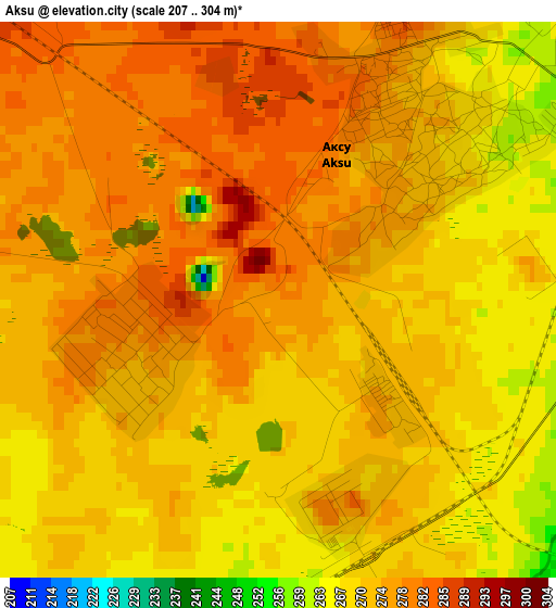 Aksu elevation map