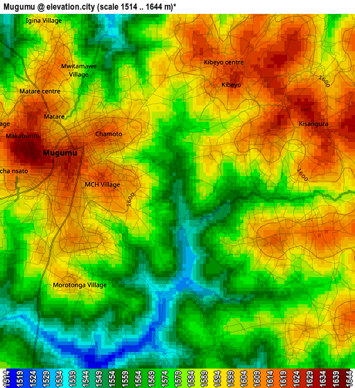 Mugumu elevation map