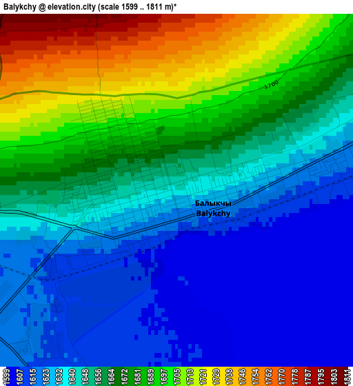 Balykchy elevation map