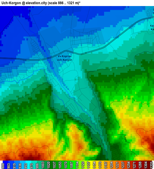 Uch-Korgon elevation map