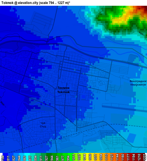 Tokmok elevation map