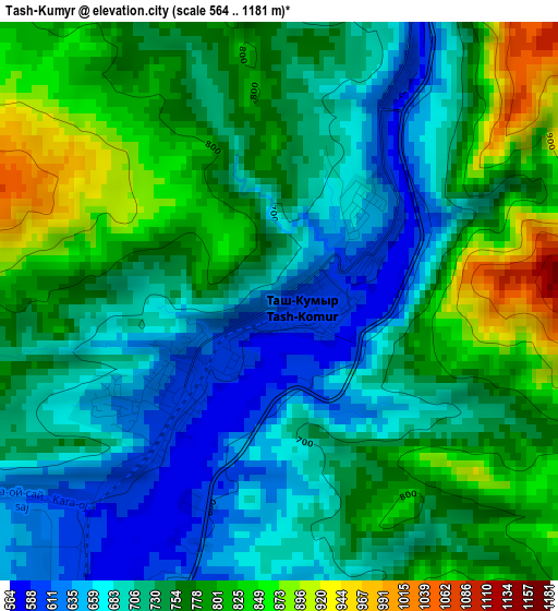 Tash-Kumyr elevation map