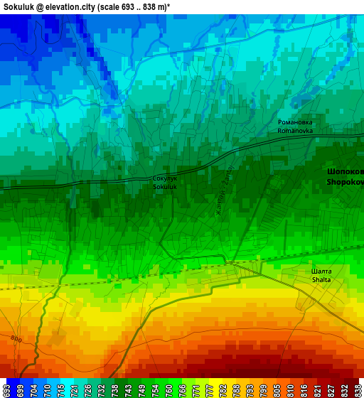 Sokuluk elevation map