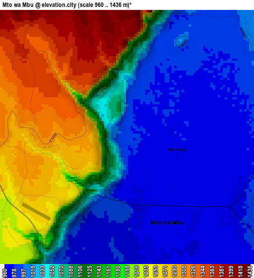 Mto wa Mbu elevation map