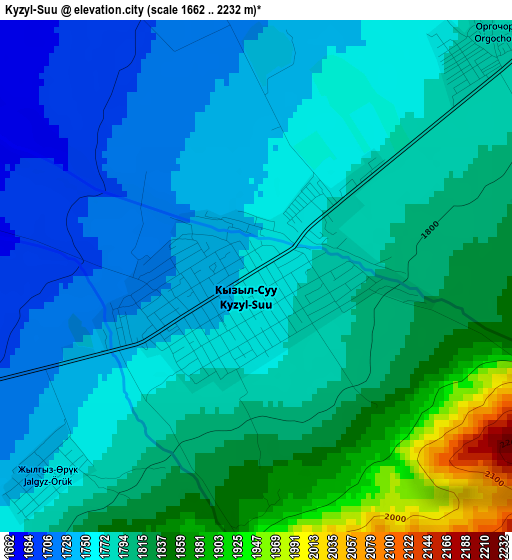 Kyzyl-Suu elevation map