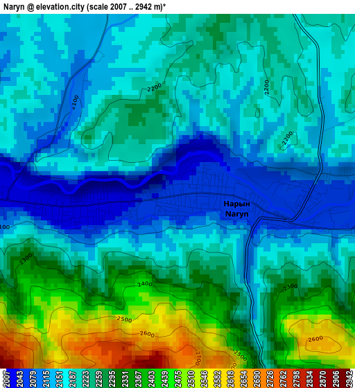 Naryn elevation map