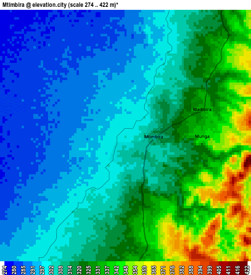 Mtimbira elevation map