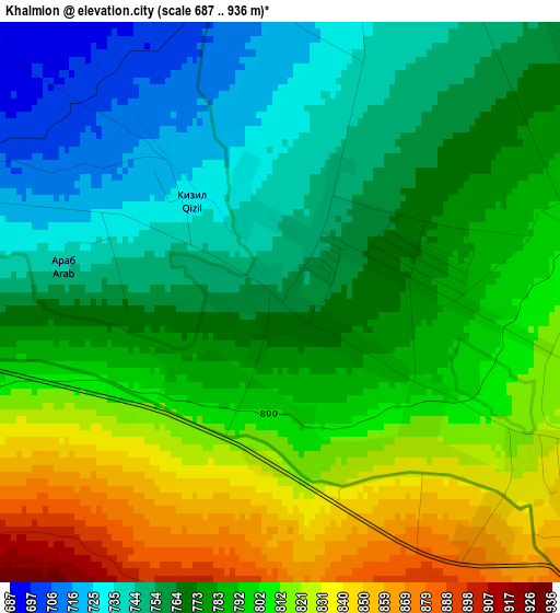 Khalmion elevation map