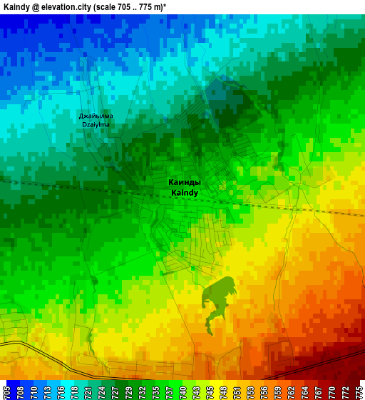 Kaindy elevation map