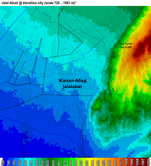 Jalal-Abad elevation map