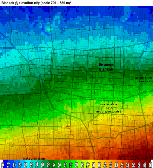 Bishkek elevation map