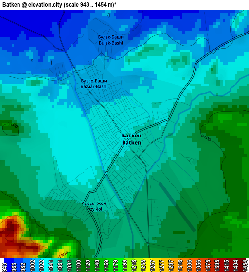 Batken elevation map