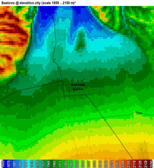 Baetovo elevation map