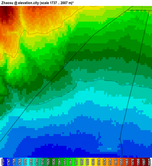 Zhaosu elevation map