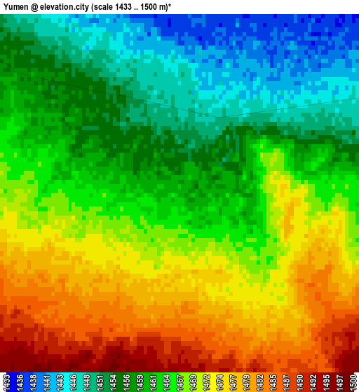 Yumen elevation map