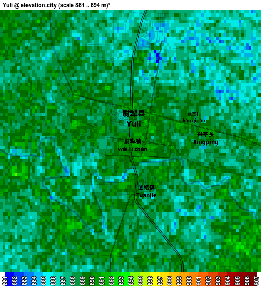 Yuli elevation map