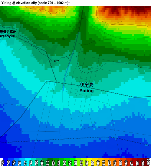 Yining elevation map