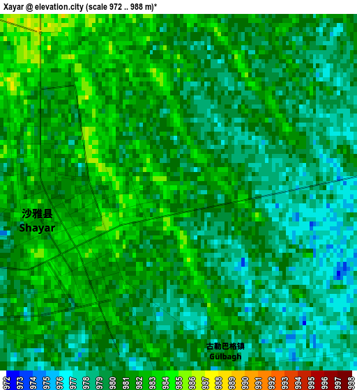 Xayar elevation map