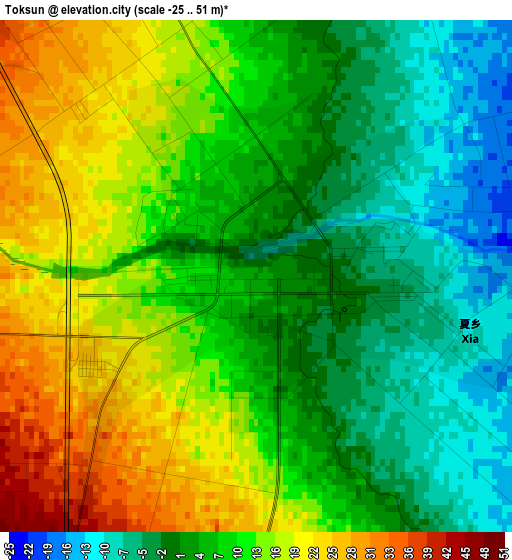 Toksun elevation map