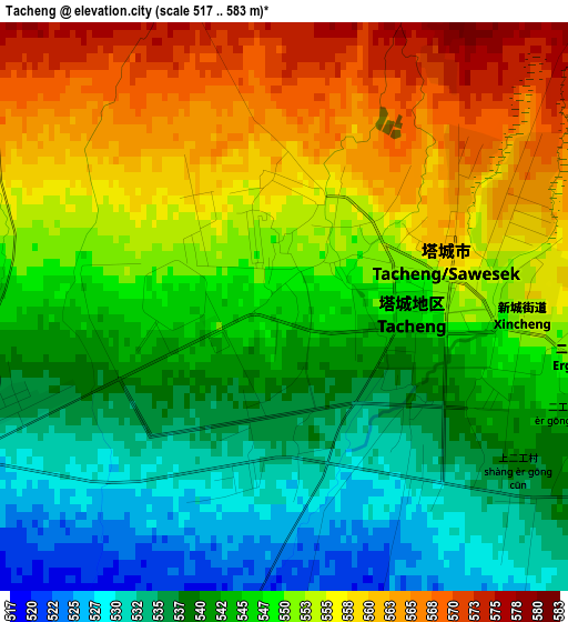 Tacheng elevation map