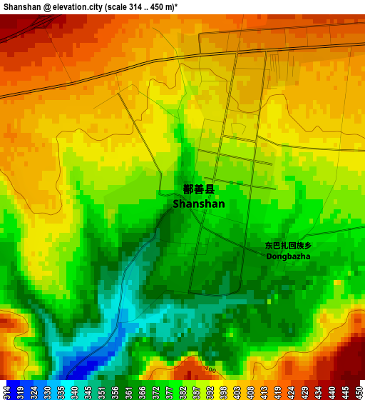 Shanshan elevation map