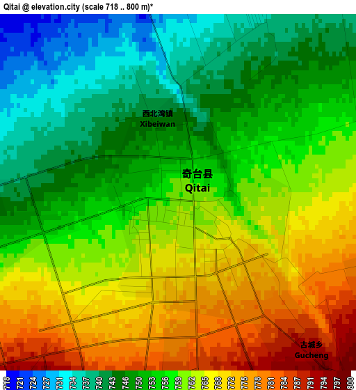 Qitai elevation map