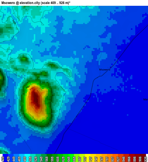 Msowero elevation map