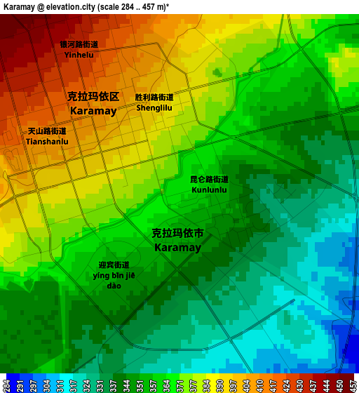 Karamay elevation map