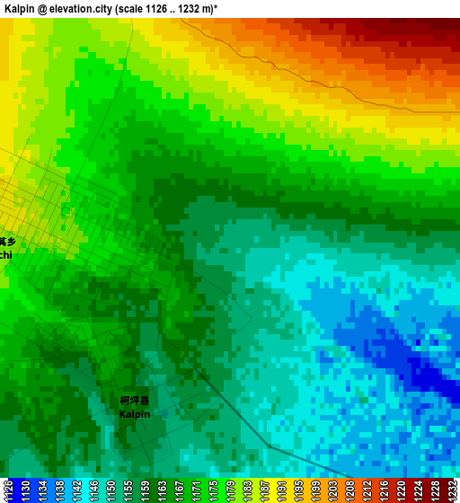 Kalpin elevation map