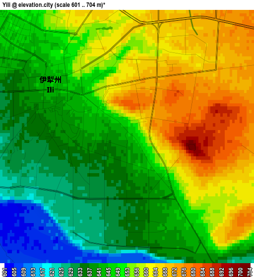 Yili elevation map