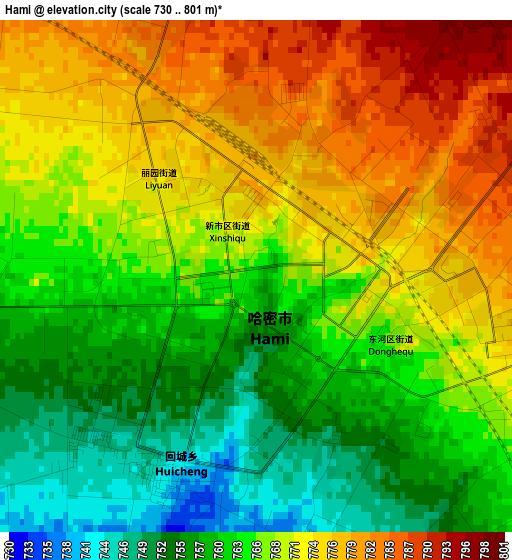 Hami elevation map