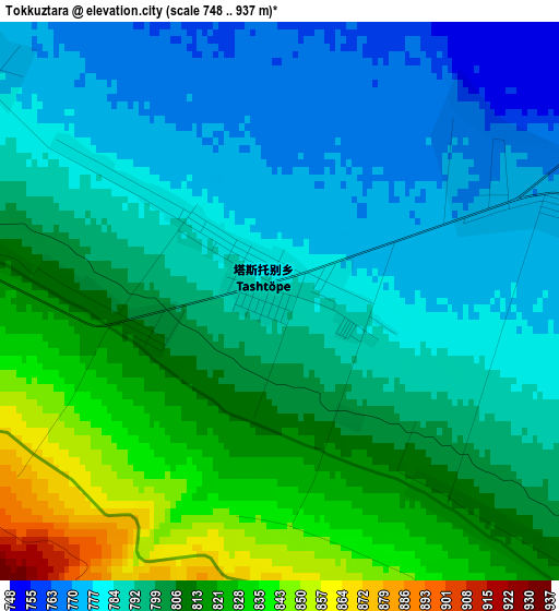 Tokkuztara elevation map